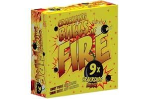 SpektaTek Firework Variety Pack – Crackling Balls, Strobe Pellets, Spinners & Saucers with 4 Ice Fountain Candles (Crackling Balls of Fire - Contains 9 Ball's)