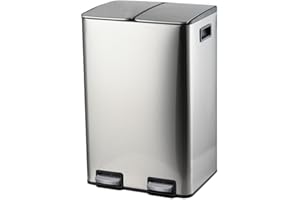 Zanbeel Stainless Steel Waste Separation Recycling Bin With Removable Multi Compartments For Kitchen Office Living Room (40L (20L+20L Compartments)