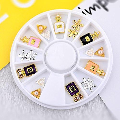 UKZHIDA 1Box jewelry Nail Decoration Nail ornaments alloy Charm metal perfume bottles drip oil drill Rhinestone &amp; Decoration