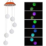 Vegena Windspiele für Draußen, Windspiel Solar Gartenleuchte Gartenbeleuchtung Solarleuchte Deko Garten Gartenlampe Wasserdic