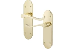 EAI Polished Brass Door Handles - Victorian Scroll Shaped | 1 Pair of Internal Latch Handles