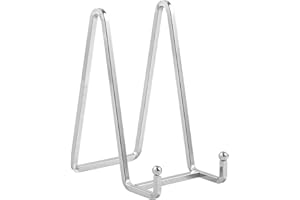 DIDUDIDU Soporte Platos Mesa Caballete Expositor - 2 Piezas Plata Soportes para Platos Decorativos - Soporte de Placa para Exhibicion - Caballetes de Hierro Para Marcos de Fotos | Libros | Arte - 6 Pulgadas