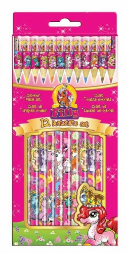 Dracco Company ut20508 - Filly World Crayons de Couleur (Lot de 12) (avec Support Carton)