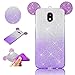 Produktbild Sycode Galaxy J3 2017 Glitzer Hülle,Galaxy J3 2017 3D Hülle,Fashion Bling Glitzer Ultra Dünne TPU Silikon 2 in 1 Gradient Farbe Transparent Bumper Schutzhülle mit 3D Cartoon Maus Ohr Entwurf Ultra Leicht Slim Fit Weich Crystal Clear Transparente Schutzhülle Cover Schale Handy Tasche Schutz Etui Bumper Case Cover für Samsung Galaxy J3 2017-Lila