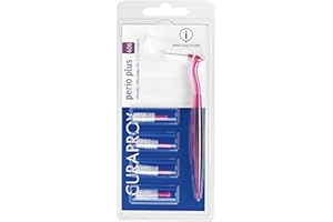 Curaprox Juego de Cepillos Interdentales CPS 406 Perio | Para Espacios Más Grandes y Encías Sensibles/Incluye 5 Cepillos y Soporte en Ángulo/Púrpura/Diseñado en Suiza