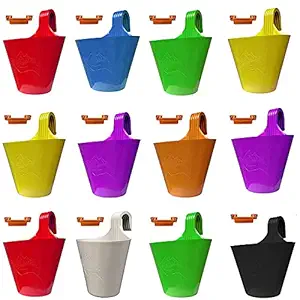 TechHark Plastic Planter Pot, Red, Off-White, Green, Yellow, Purpule, Orange, Standard, Pack of 12