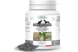 FLORALPINA Poudre fraich'smile (Anti-tartre) 100g pour Chien et Chat - Aliment complémentaire pour Une hygiène Dentaire optimale, avec algue Brune et Propolis pour réduire Le tartre et la Plaque Dentaire