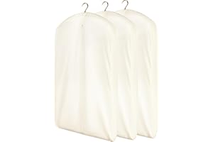 DOUZIO Fundas Para Ropa De Algodón, Bolsa Para Colgar Ropa De 3 Piezas, Fundas Transpirables Para Trajes Con Cremallera, Fundas Para Abrigos De Piel, Visón Y Plumón(Size:100×58cm,Color:Más ancho)