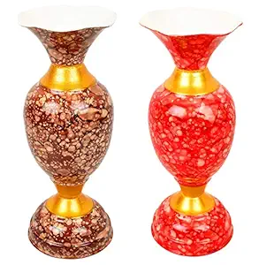 BS AMOR Combo Pack of Home Decor vase Variations Living Room Decorative Showpiece Multicolor vase (Brown)(Red)