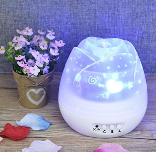 Xingyue Mythology Projector Lamp Rotating Bud Star Lamp Colorful Rose Night Lamp Led Sky Lamp Stage Decorative Lamp , white