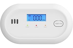 Hapippofa Carbon Monoxide Detector - Replaceable Battery-Powered CO Alarm with Digital Display | Long-lasting 10-Year Sensor Life | Essential Carbon Monoxide Safety for Home Use,PG-C10,1 PACK