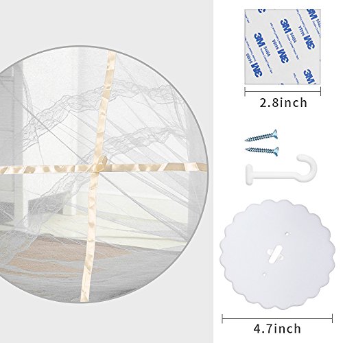 Moskitonetz, Vitutech Fliegennetz Mückennetz Insektennetz Spitze Betthimmel Rund Moskitonetz für Einzel oder – Doppelbetten Indoor or Outdoor – Travel Insekten Malaria Schutz Weiß - 4