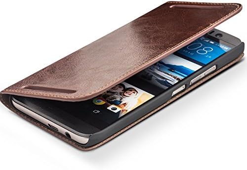 Qialino Genunie Leather Case for HTC M9, Slim Flip Cover Wallet Case with Card Slot