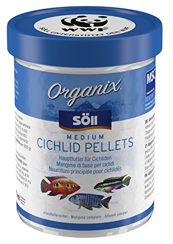 Söll 16196 Organix Medium Cichlid Pellets - Aquariumfutter - Zierfischfutter für Barsche - 270 ml