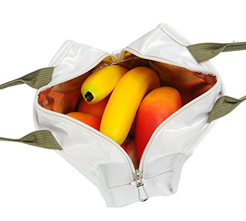iSuperb Wasserdicht Kühltasche Mtagessen Tsche Isoliert Lunch Taschen Lunch Bag Cooler Bag für Arbeit und Schule 22x13x18.5cm (Weiß) - 7