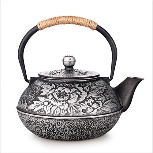 Japanese Cast Iron Teapot Bright Peony Pattern Burning Iron Teapot 0.9L With Filter