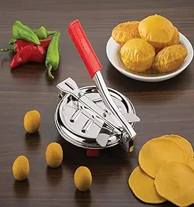 VALAP Stainless Steel Puri Maker Press Machine Diameter 6.5 Inch - Roti Chapati Presser for Home - Papad-Khakhra-Poori Manual Hand Press with Handle for Kitchen Pack of 1