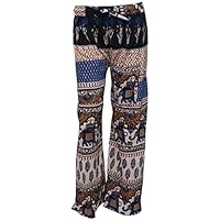 Mogul Interior Womens Tribal Pant Hippie Ethnic Print Boho Hippie Harems Pants Trouser