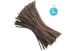 Carykon 100 Pieces Fuzzy Chenille Stems Pipe Cleaners for Arts and Crafts (Brown)