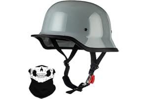 BYGMW Vintage German Motorcycle Half Helmet, ECE/DOT Approved Adult Men Women Retro Open Face Helmet, with Adjustable Quick Release Buckle, for Bicycle Cruiser Scooter, M~XXL