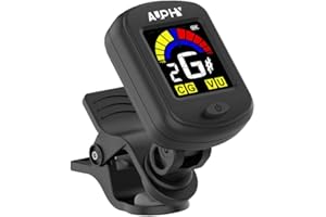 AUPHY Afinador de Pinza Recargable para Guitarra, Ukelele, Violín - Modo Cromático para Bajo, Banjo, Mandolina, etc - Afinación Estándar 440Hz (Cable Tipo-C no incluido)