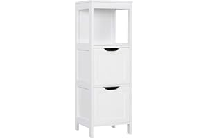 Yaheetech Armadietto da Terra in Legno Mobile per Bagno Mobile Autoportante ad Angolo Armadio con 2 Cassetti per Medicine Mobile da Cucina Salotto Soggiorno Corridoio 89 x 30 x 30 cm