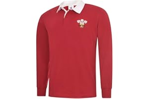 UNEEEK CLOTHING Chemises de rugby à manches longues style rétro du Pays de Galles Rugby 6 Nations