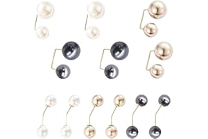 Fc'Noqgn Pack of 12 Double Headed Faux Pearl Brooches Clip for Collar, Cardigan, Sweater, Scarf, Neckline, Clothes, Scarf, Hat, Bag, Faux Pearl Decoration