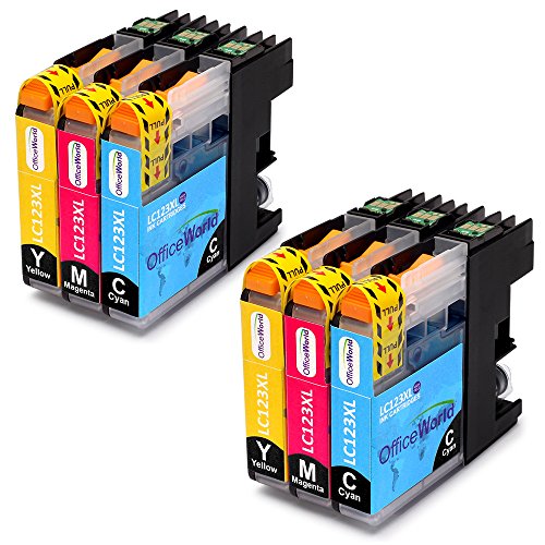 OfficeWorld Kompatible Patronen Ersatz für LC123 Farbtintenpatronen Hohe Kapazität Kompatibel für DCP-J132W DCP-J152W DCP-J552DW MFC-J650DW DCP-J752DW DCP-J4110DW MFC-J870DW MFC-J4410DW MFC-J4510DW MFC-J4610DW MFC-J4710DW MFC-J470DW (2 Cyan, 2 Magenta, 2 Gelb)