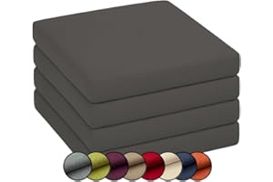 chilly pilley Coussin De Chaise Coussin Assise Housse Amovible avec Zip Ensemble De Coussin De Jardin (4er Set 40x40x5, Gris)
