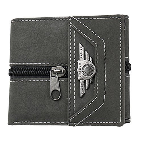 Gazechimp Bolso Monedero Largo de Cuero de Hombres de Tarjeta de Cr  dito de Nota con Cremalleras Lienzo 3 Colores - Gris