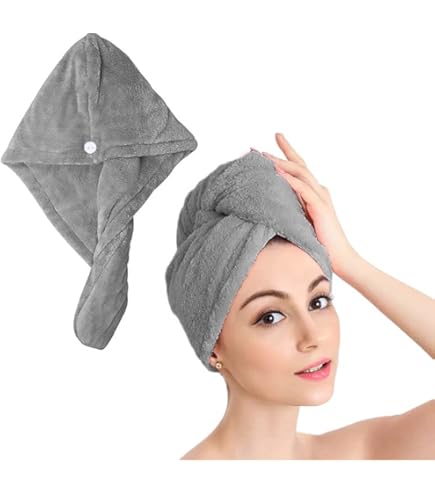 Asciugamano Capelli In Microfibra - Turbante Ad Asciugatura Rapida Per Donne, Giallo - Foto 2