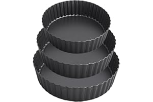 MGE WORLD MGE - Set 3 Stampo Crostata - Teglia per Quiche e Crostata Alto - Stampo Crostata Furba con Fondo Removibile Antiaderente- Teglia Rotonda da Forno - Stampo Quiche Torte - 20, 24, 28 cm