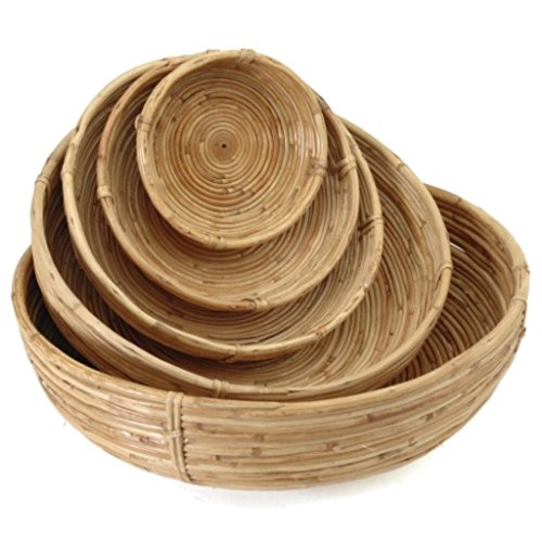 FLECHTKORB CANE RUND NATUR Ø 15 20 25 30 CM – BROT OBST KORB DEKO – FAIR TRADE (Ø 37cm) - 2