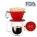 Produktbild JSS Silikon klappbar kaffee Filter Membran, Lebensmittelqualität Kaffee Tropfer, perfekt für draußen und unterwegs mit gratis Haken Einheitsgröße rot