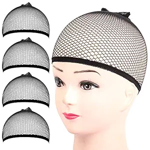 Wig Cap, FANDAMEI 4PCS Black Mesh Wig Cap Net, Closed End Hair Mesh Net Wig Caps, Liner Weaving Caps for Women, Men, Kids