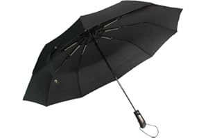 Tinyuet Paraguas plegable 41 Inch, 10 esqueletos de paraguas, Paraguas de plástico negro anti-UV UPF50 - Rojo