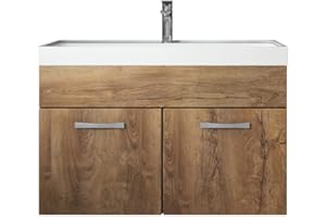 Badplaats B.V. Mobile da bagno Paso 01 80cm Rovere Marrone - armadio mobiletto lavabo Mobili Armadietto