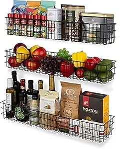 Geo Fashion ?3 Pack - 3Tier Wall Mounted Spice Rack Organizer, Spice Shelf Storage Holder for Kitchen Cabinet Pantry Door, Countertop (3 Packs) (BLACK)