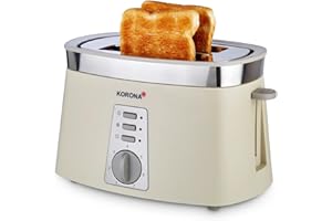Korona 21205 Grille-pain I 2 disques I décongeler I griller I réchauffer I Support à petits pains I Tiroir à miettes I Centrage des tranches de pain I coloré beige gris sable | 920 watts