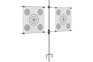 vidaXL Set Tiro al Blanco 10 Dianas Papel Pistola Balines Bolas Perdigones + Soporte Acero Kit Entrenamiento Disparo Armas Deportivas Blancos Disparar