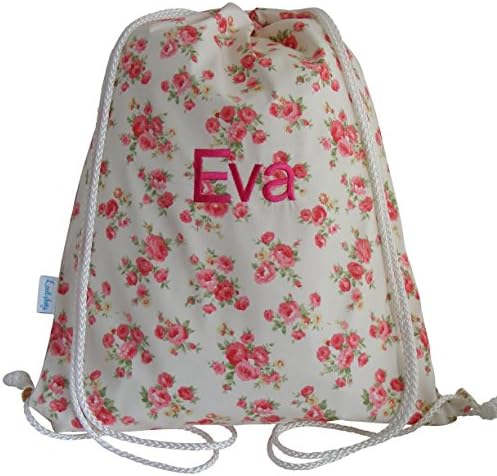 Personalised Swimming Bag Drawstring Backpack PE Bag Gym Bag - Vintage Rose