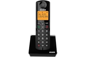 ALCATEL S280 - Telefono Fisso Cordless DECT - Design Compatto - Grande Display Retroilluminato - Vivavoce - Funzione Blocco Chiamate - Rubrica da 50 Contatti - Nero
