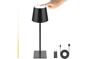 Mojimdo 64 LED Tischlampe Akku USB Aufladbar | Stufenlose Touch | Quick Charge | 1700K-6000K | Aluminium Lampe | Kabellose Tischleuchte für Wohnzimmer, Restaurant, Bars