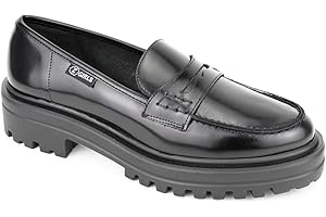 ZGIRLS Mocasin Big Yale 300 Negro College Zapato Castellano Adolescentes NIÑA Uniforme Escolar Resistentes E Impermeables