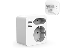 Hoppac Adaptateur France vers USA avec 2 USB 2.4A,Prise European and Schuko, Americaine Convient pour Une Utilisation Aux éTats-Unis, Au Canada, Mexique Et en ThaïLande
