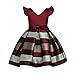 Produktbild Mädchen Kleider Kinder Kleider Longra Kinder Kurzarm Streifen Kleid Kinderbekleidung Kindermode Mädchen Brautjungfern Kleider Hochzeit Party Prinzessin Kleid Partykleid (Wine, 120CM 5Jahre)