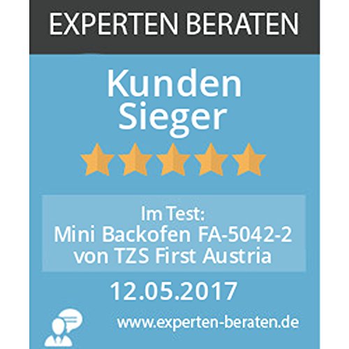 TZS First Austria – 19 Liter Backofen mit Krümelblech | 1380 Watt | Innenbeleuchtung | Umluft | Mini Pizza-Ofen | Doppelglastür | Timer - 7
