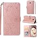 Produktbild HopMore Lederhülle Compatible with Samsung Galaxy J3 2017 Leder Hülle Elefant Muster Schutzhülle mit Kartenfach Klappbar Kreativ Silikon Ledertasche Handyhülle Stoßfest Dünn Cover Case - Rotgold