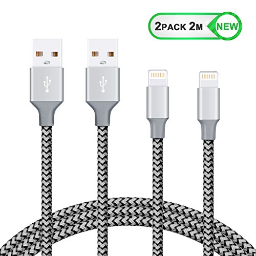 iPhone Charger GlobaLink iPhone Cable 2 Pack 2M [Reflective Cable] Lifetime Warranty Apple Charger Apple Lightning Cable for iPhone 6S Plus 6 Plus 7 Plus 5 5S 5C SE, iPad Pro Air, iPad Mini 2 3 4, iPod - Black